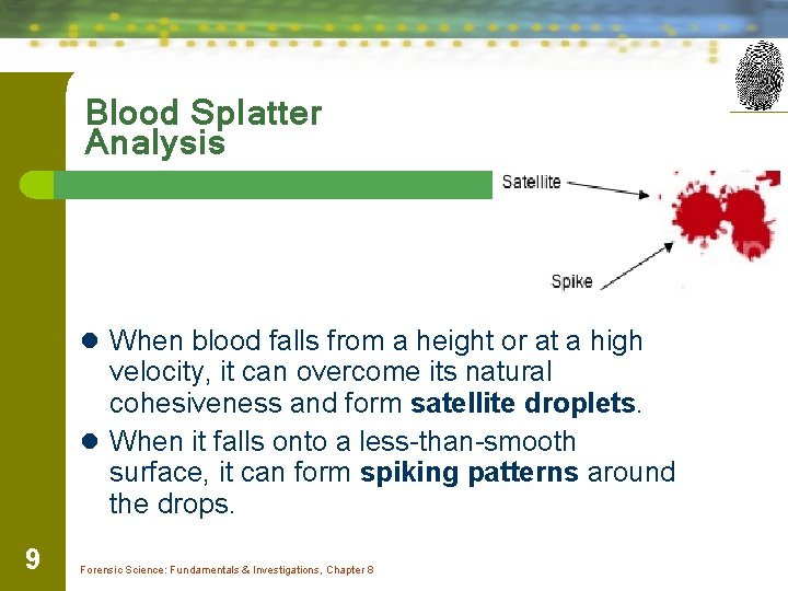 Blood Splatter Analysis l When blood falls from a height or at a high Blood Splatter Analysis l When blood falls from a height or at a high