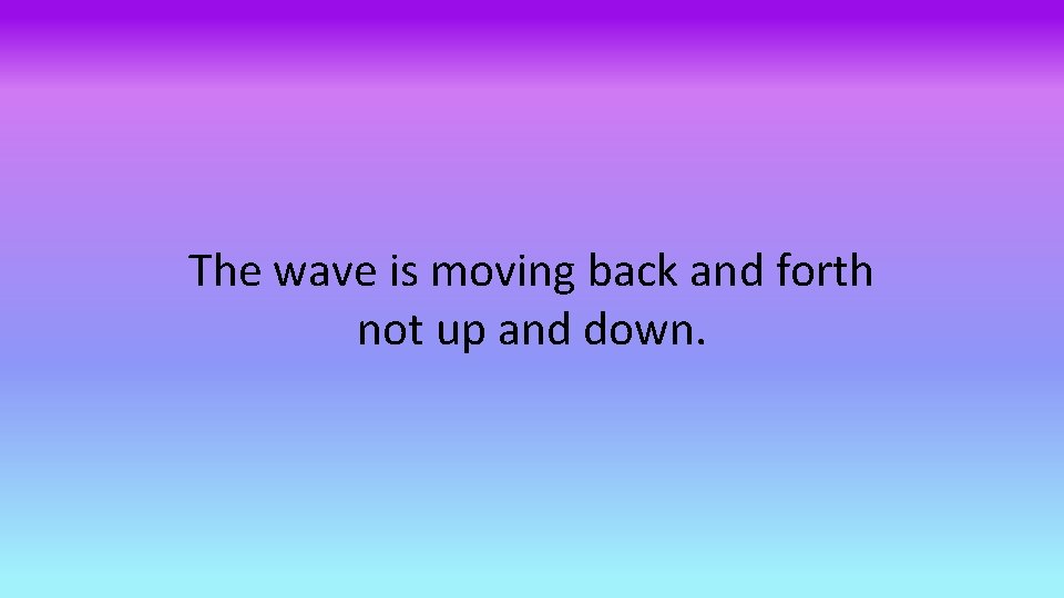 The wave is moving back and forth not up and down. 