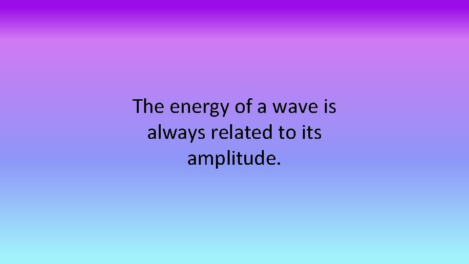 The energy of a wave is always related to its amplitude. 