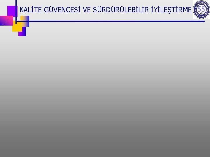 KALİTE GÜVENCESİ VE SÜRDÜRÜLEBİLİR İYİLEŞTİRME 