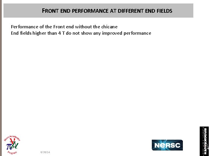 FRONT END PERFORMANCE AT DIFFERENT END FIELDS Performance of the Front end without the