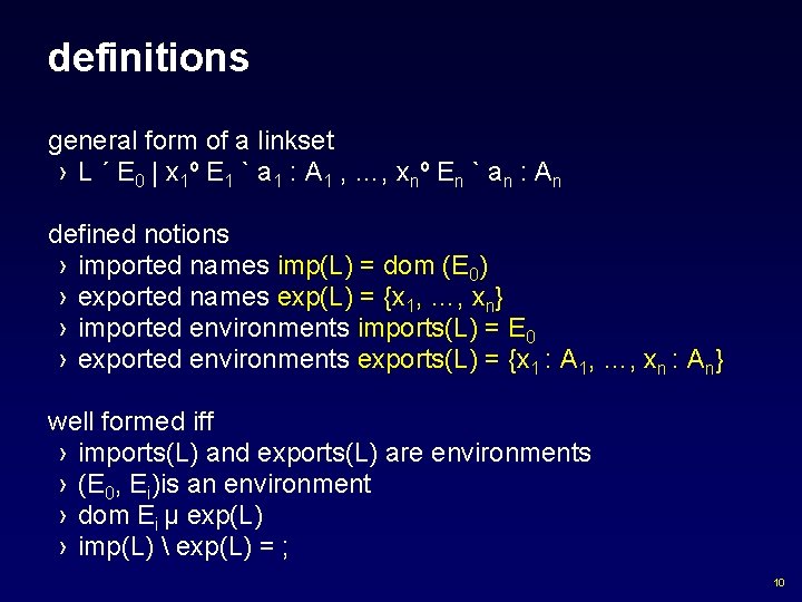 definitions general form of a linkset › L ´ E 0 | x 1º