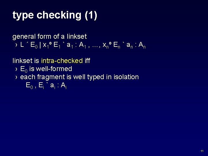 type checking (1) general form of a linkset › L ´ E 0 |