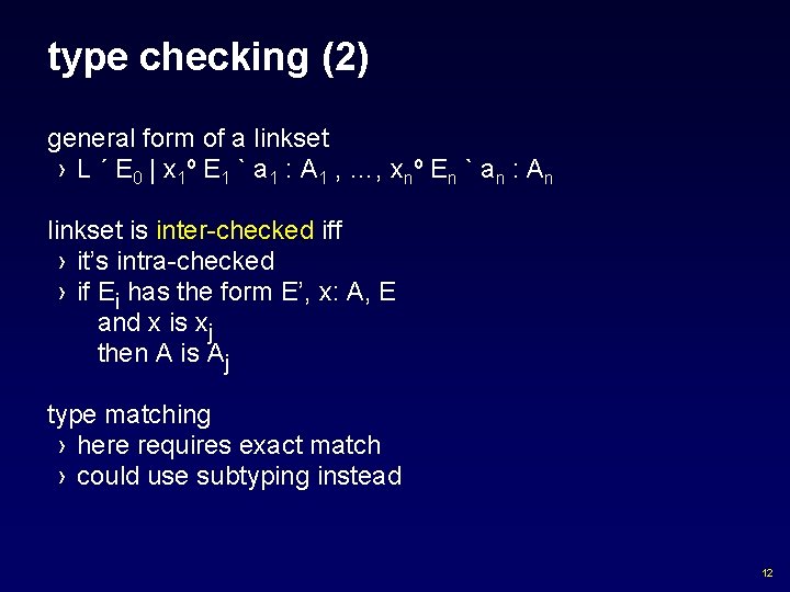 type checking (2) general form of a linkset › L ´ E 0 |