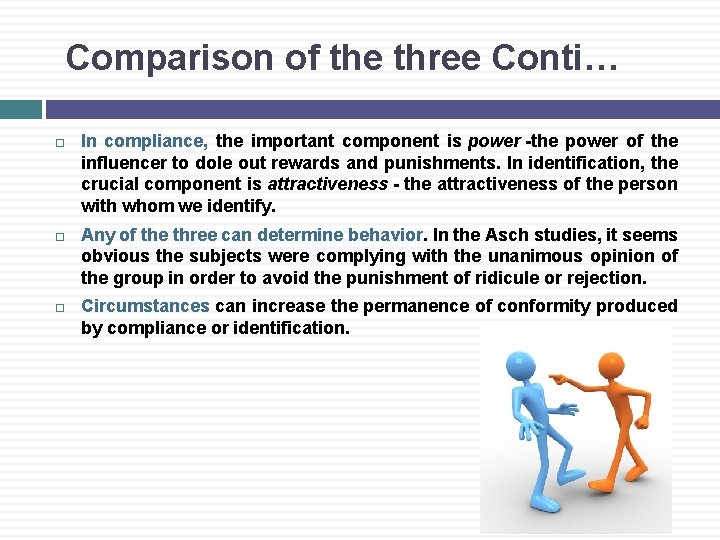 Comparison of the three Conti… In compliance, the important component is power -the power