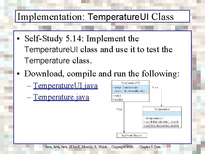 Implementation: Temperature. UI Class • Self-Study 5. 14: Implement the Temperature. UI class and
