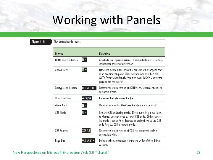 Working with Panels New Perspectives on Microsoft Expression Web 3. 0 Tutorial 1 23