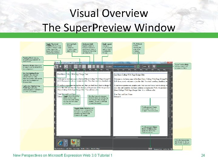 Visual Overview The Super. Preview Window New Perspectives on Microsoft Expression Web 3. 0