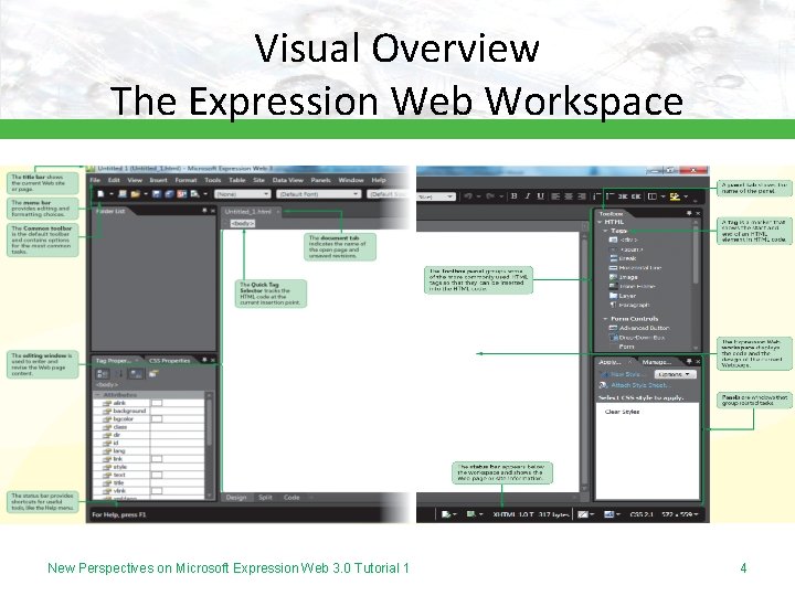 Visual Overview The Expression Web Workspace New Perspectives on Microsoft Expression Web 3. 0