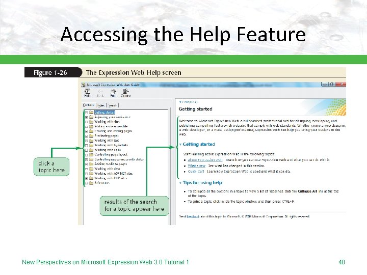 Accessing the Help Feature New Perspectives on Microsoft Expression Web 3. 0 Tutorial 1