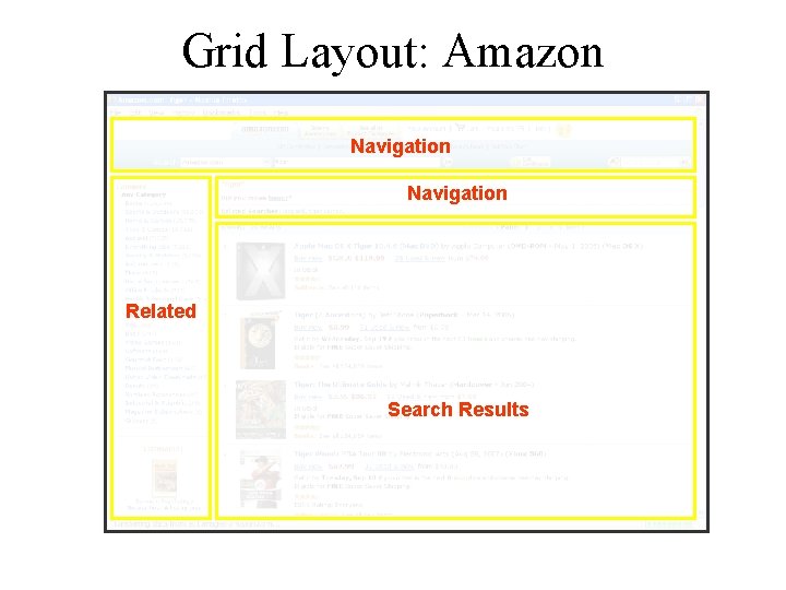 Grid Layout: Amazon Navigation Related Search Results 