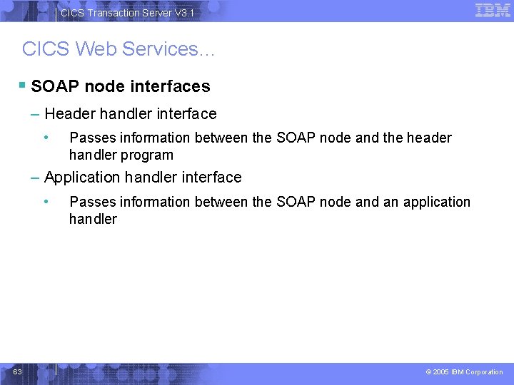 CICS Transaction Server V 3. 1 CICS Web Services… § SOAP node interfaces –