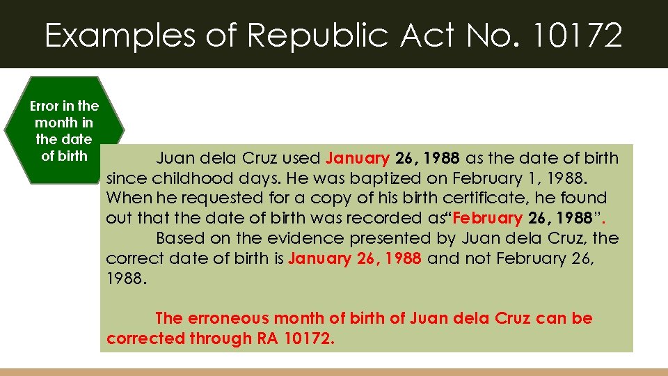 Examples of Republic Act No. 10172 Error in the month in the date of