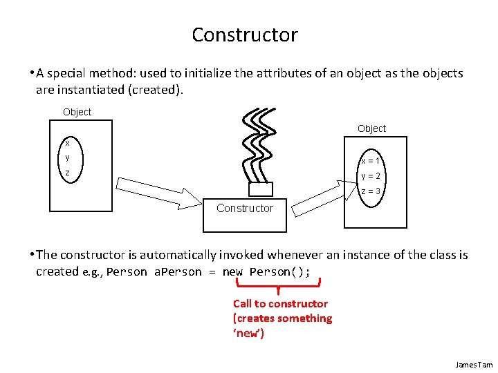 Constructor • A special method: used to initialize the attributes of an object as