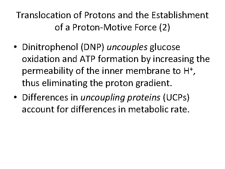 Translocation of Protons and the Establishment of a Proton-Motive Force (2) • Dinitrophenol (DNP)