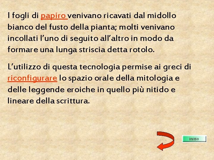 I fogli di papiro venivano ricavati dal midollo bianco del fusto della pianta; molti