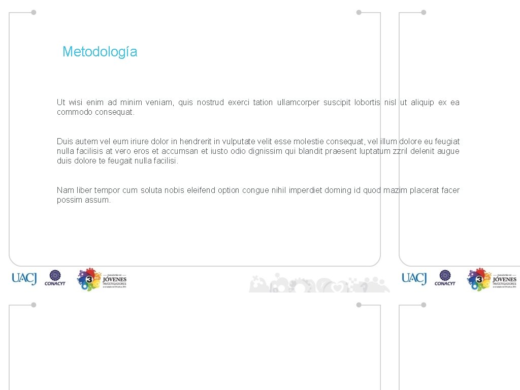 Metodología Ut wisi enim ad minim veniam, quis nostrud exerci tation ullamcorper suscipit lobortis