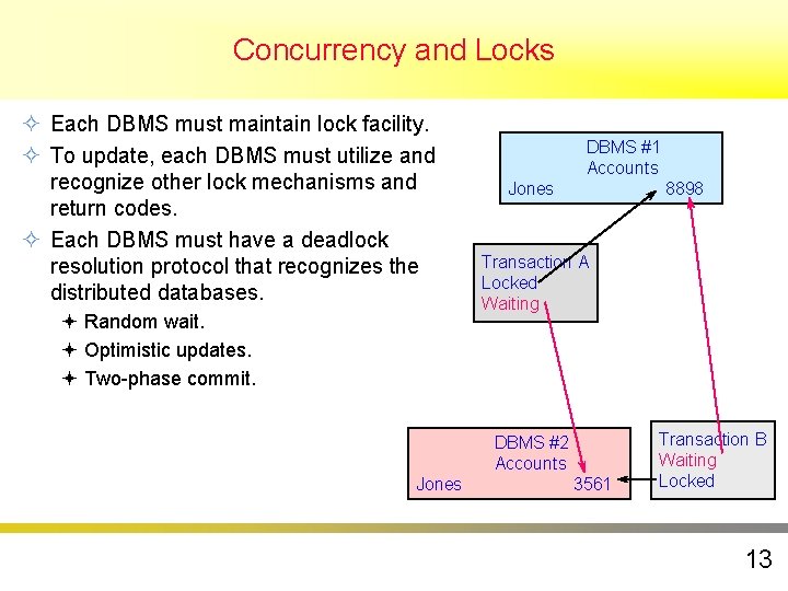 Concurrency and Locks ² Each DBMS must maintain lock facility. ² To update, each Concurrency and Locks ² Each DBMS must maintain lock facility. ² To update, each