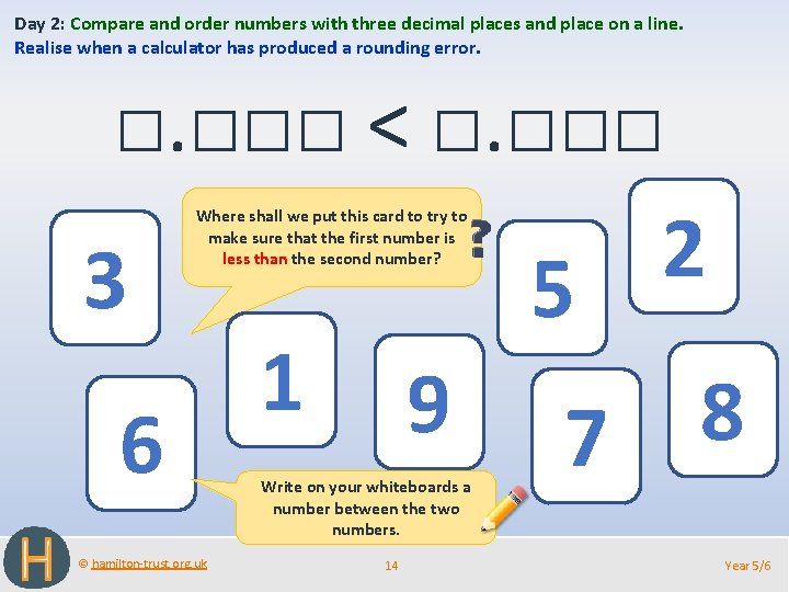Day 2: Compare and order numbers with three decimal places and place on a
