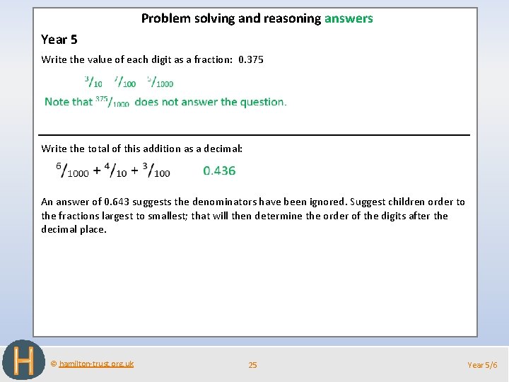 Problem solving and reasoning answers Year 5 Write the value of each digit as