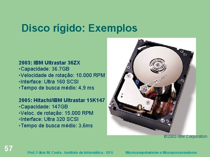 Disco rígido: Exemplos 2003: IBM Ultrastar 36 ZX • Capacidade: 36. 7 GB •