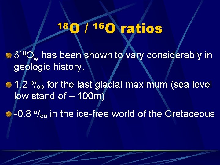 18 O / 16 O ratios d 18 Ow has been shown to vary