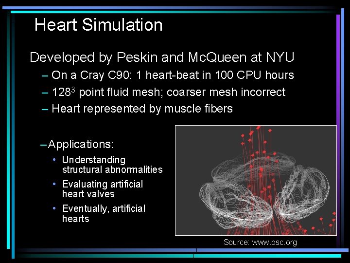 Heart Simulation Developed by Peskin and Mc. Queen at NYU – On a Cray