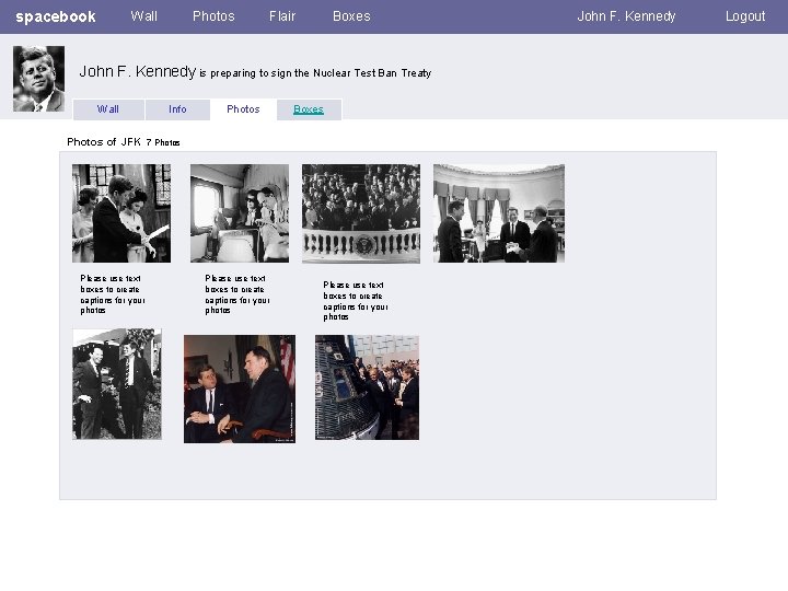 spacebook Wall Photos Flair Boxes John F. Kennedy is preparing to sign the Nuclear