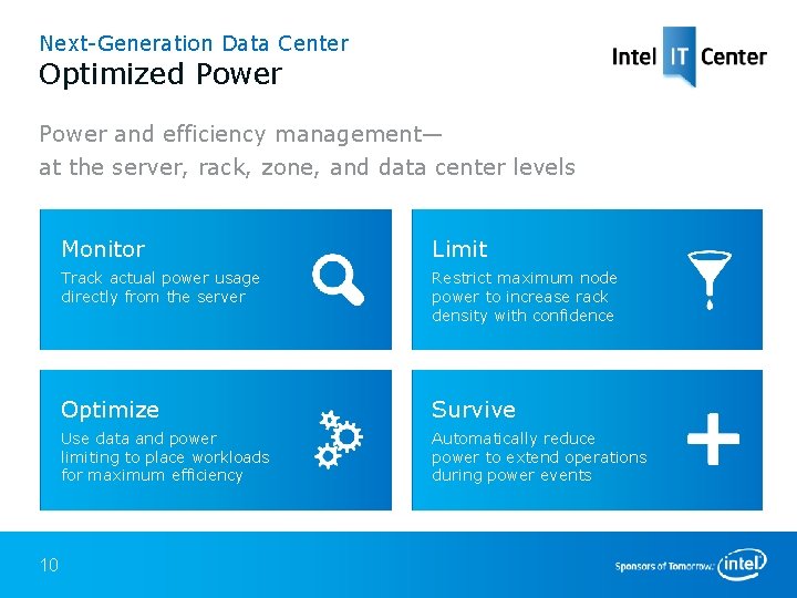 Next-Generation Data Center Optimized Power and efficiency management— at the server, rack, zone, and