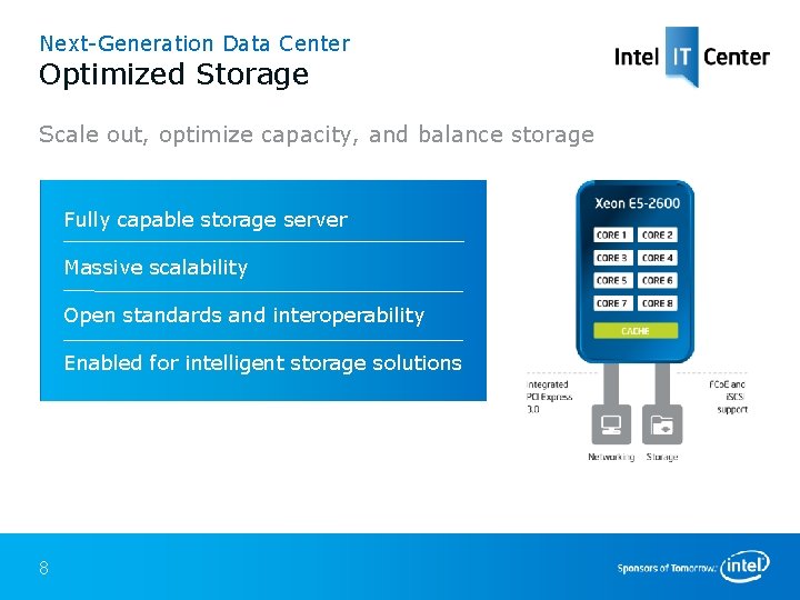 Next-Generation Data Center Optimized Storage Scale out, optimize capacity, and balance storage Fully capable