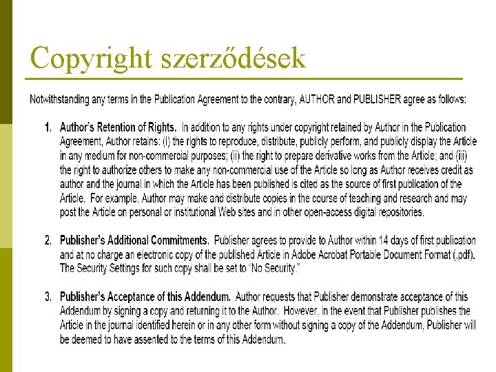 Copyright szerződések Copyright szerződések