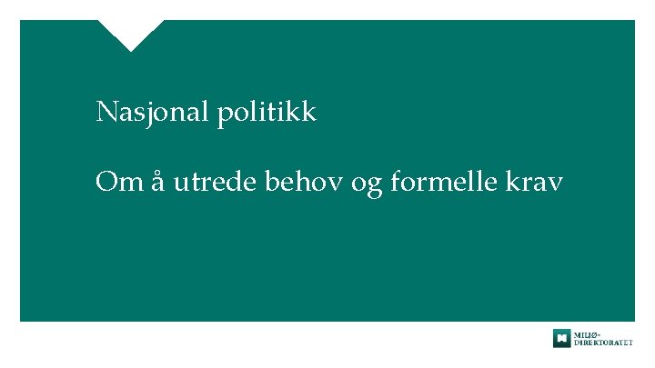 Nasjonal politikk Om å utrede behov og formelle krav 