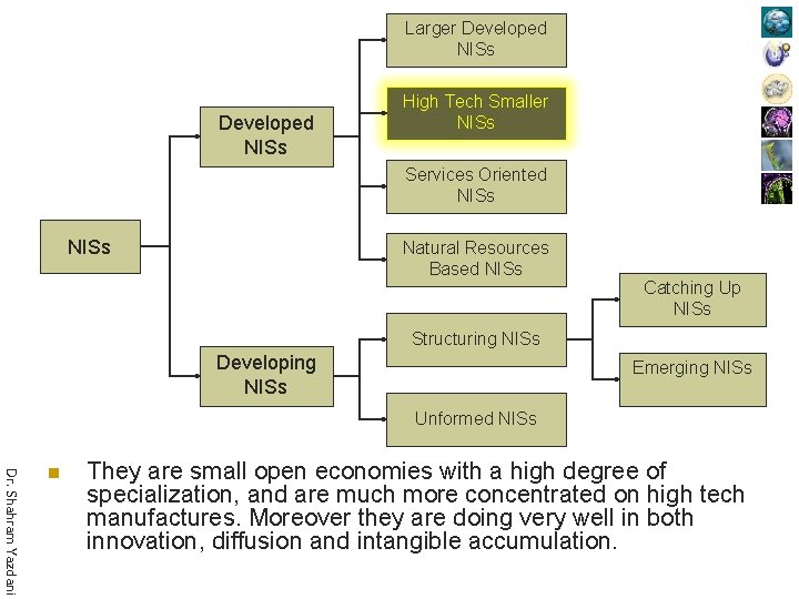 Larger Developed NISs High Tech Smaller NISs Services Oriented NISs Natural Resources Based NISs