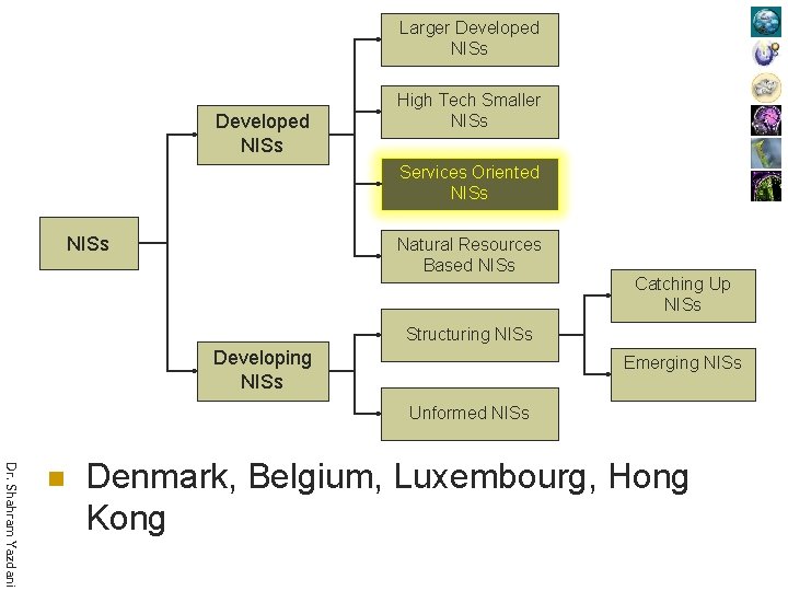 Larger Developed NISs High Tech Smaller NISs Services Oriented NISs Natural Resources Based NISs