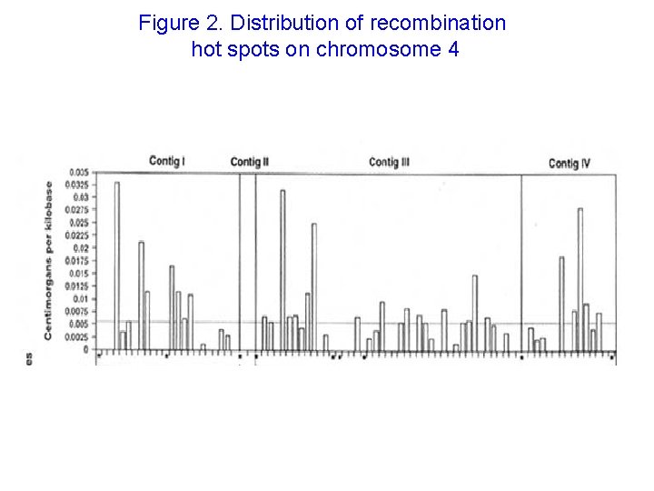 Figure 2. Distribution of recombination hot spots on chromosome 4 