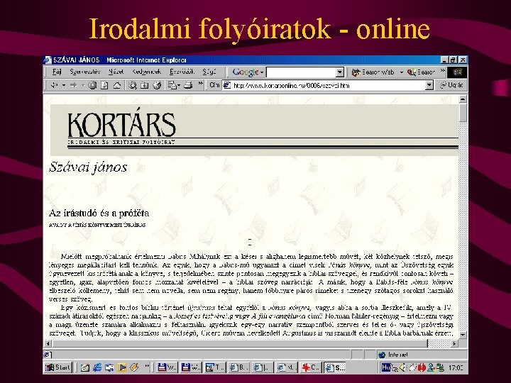 Irodalmi folyóiratok - online 