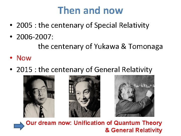 Then and now • 2005 : the centenary of Special Relativity • 2006 -2007: