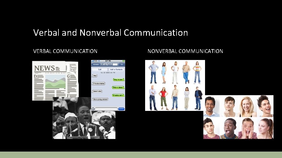 Verbal and Nonverbal Communication VERBAL COMMUNICATION NONVERBAL COMMUNICATION 