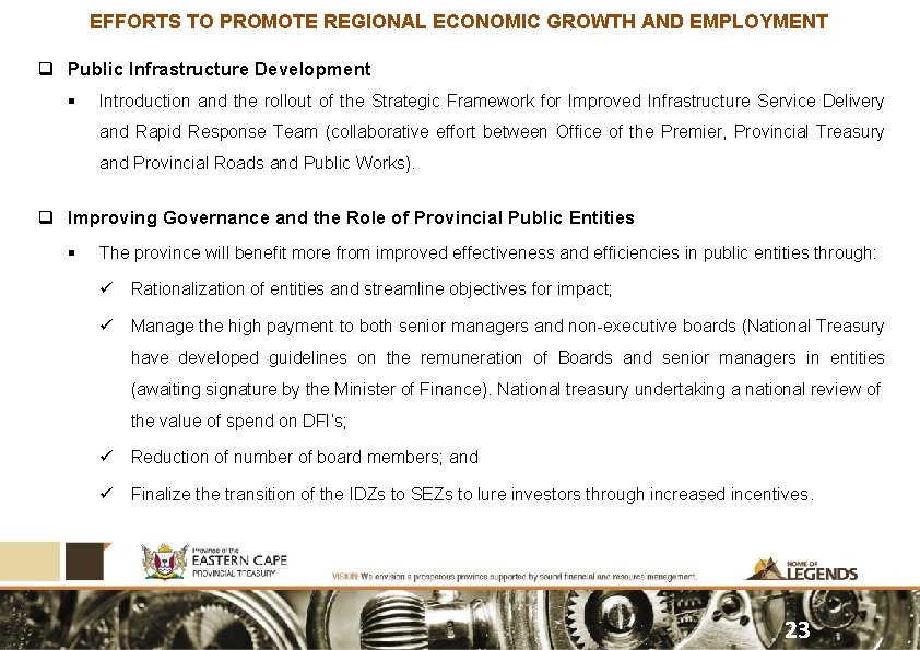 EFFORTS TO PROMOTE REGIONAL ECONOMIC GROWTH AND EMPLOYMENT q Public Infrastructure Development § Introduction