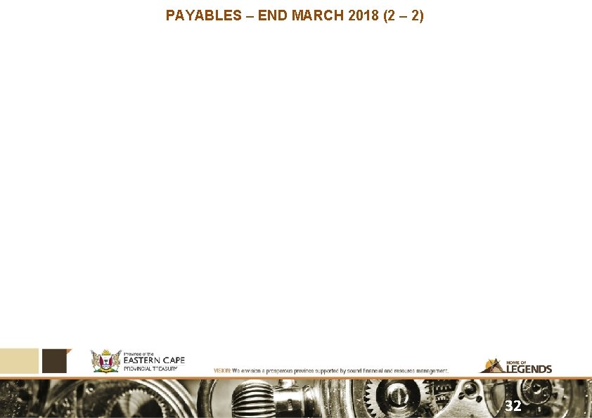 PAYABLES – END MARCH 2018 (2 – 2) 32 