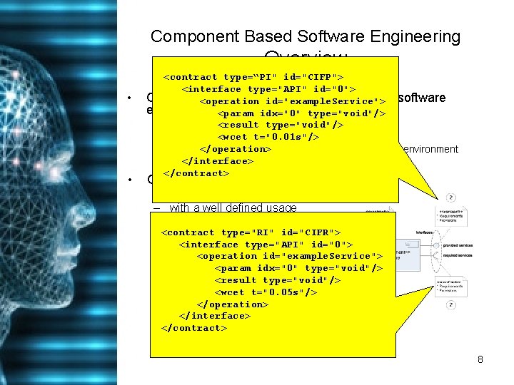 Component Based Software Engineering Overview • • <contract type=“PI" id="CIFP"> <interface type="API" id="0"> CBSE