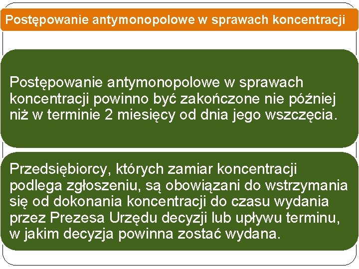 Postępowanie antymonopolowe w sprawach koncentracji powinno być zakończone nie później niż w terminie 2