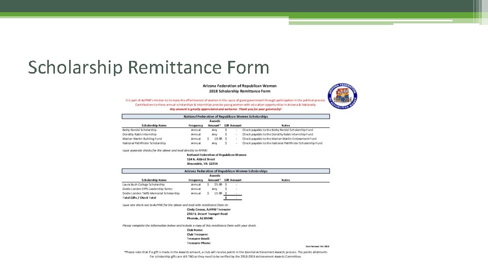 Scholarship Remittance Form 