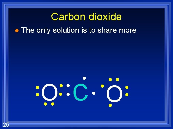 Carbon dioxide l The only solution is to share more O C O 25