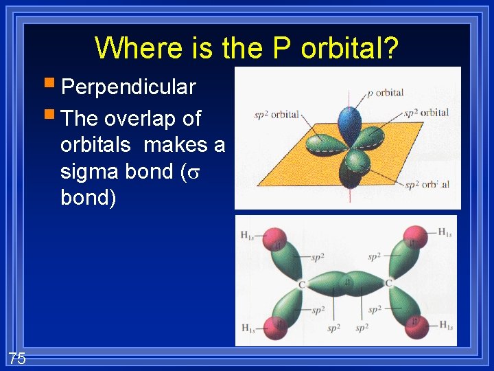 Where is the P orbital? § Perpendicular § The overlap of orbitals makes a