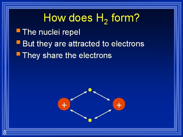How does H 2 form? § The nuclei repel § But they are attracted