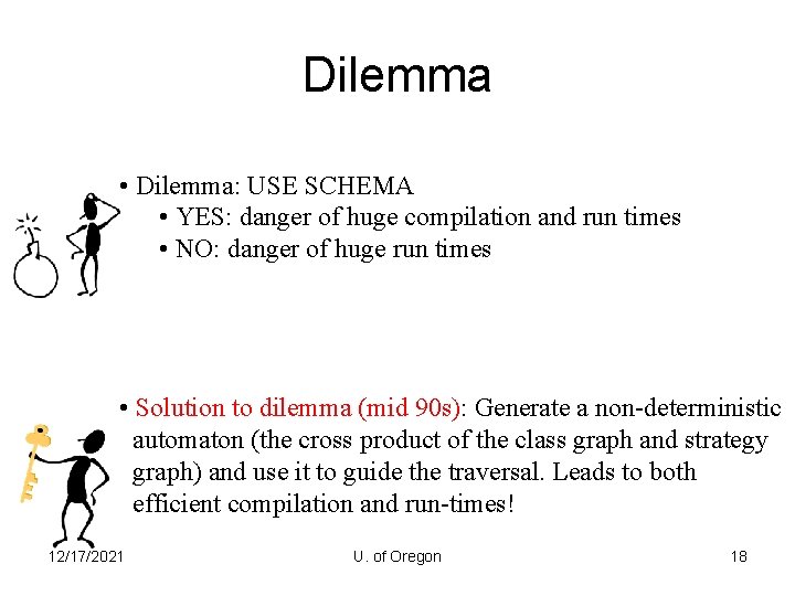 Dilemma • Dilemma: USE SCHEMA • YES: danger of huge compilation and run times