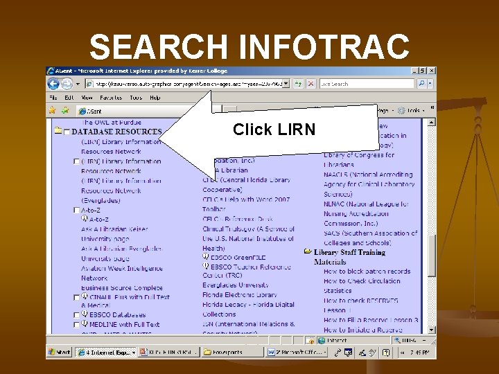 SEARCH INFOTRAC Click LIRN 