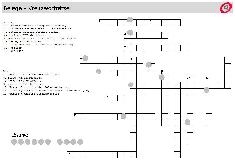 Belege - Kreuzworträtsel Lösung: 