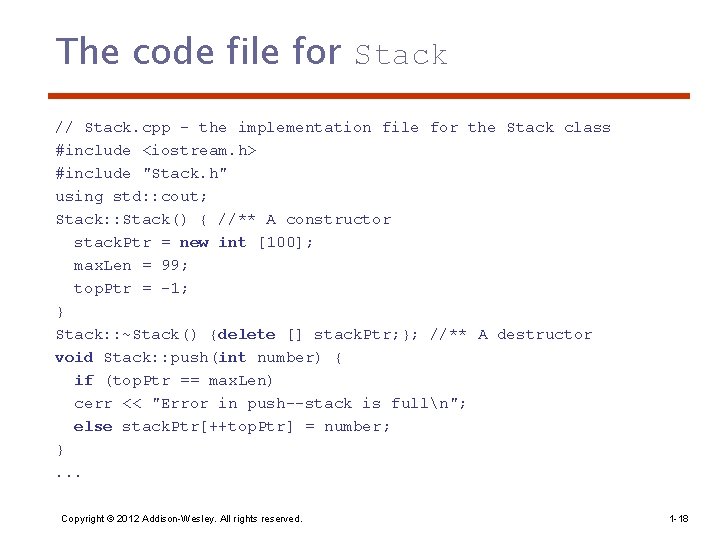 The code file for Stack // Stack. cpp - the implementation file for the